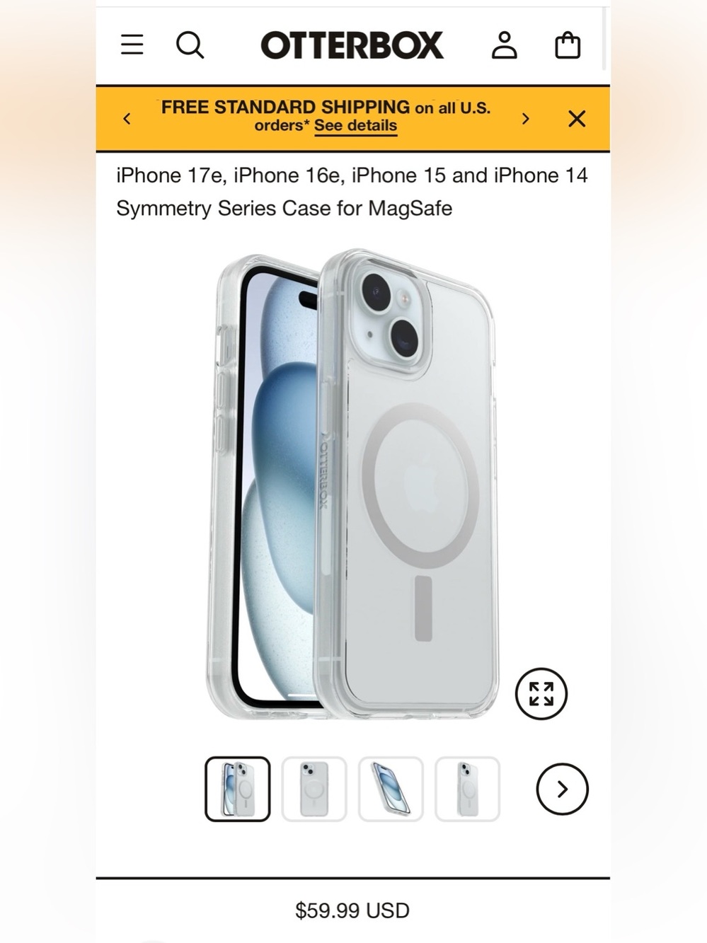Clear MagSafe-Compatible iPhone Case for iPhone 16e/15/14/13- Transparent